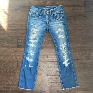 American Eagle Artist Crop Distressed Jeans